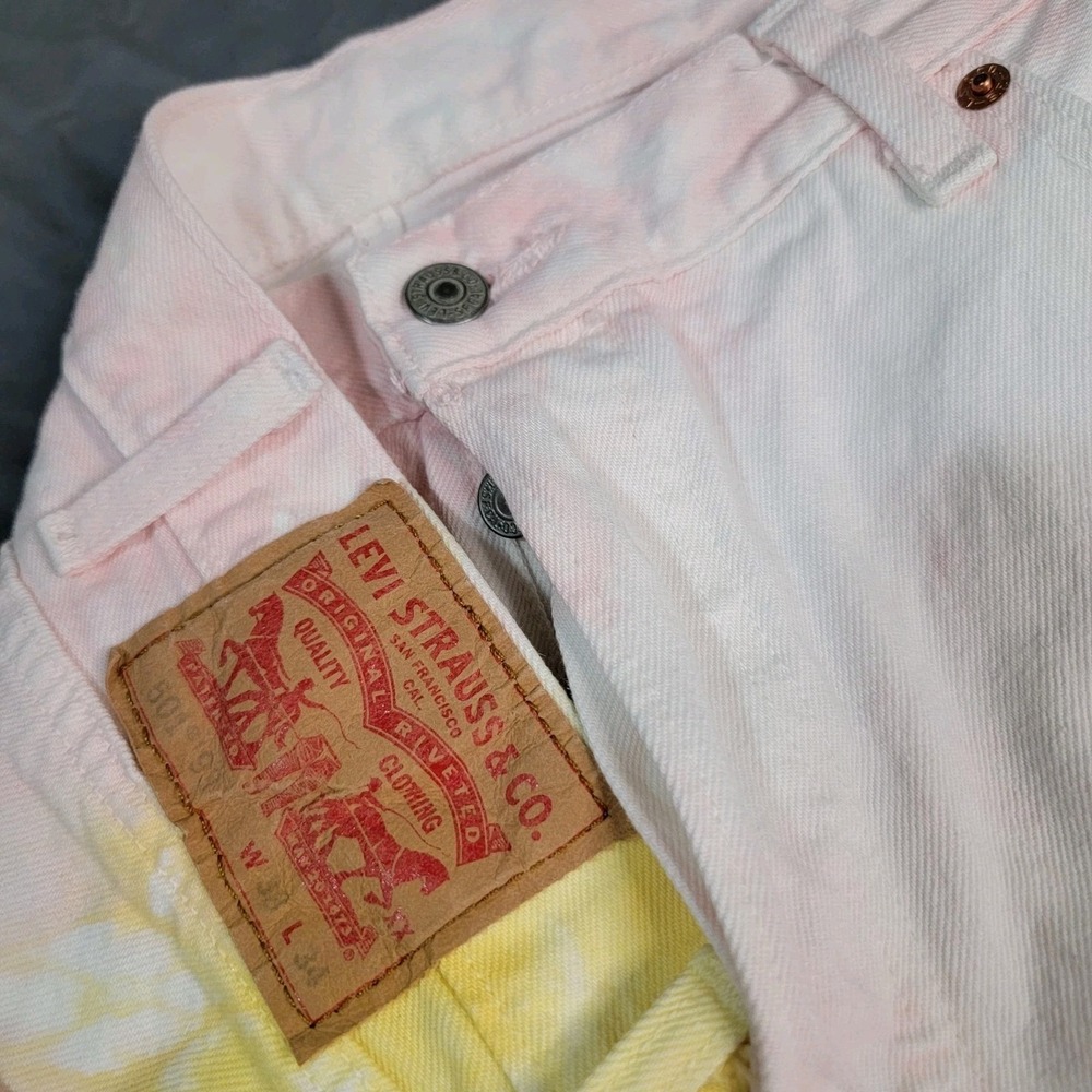 Levis 501 Jeans Men 38x34 Multicolor Tie Dye Straight Leg Button Fly Colorful 93